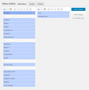 panel de administración wordpress